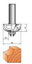 Фрезы кромочные калевочные полукруглые с нижним подшипником для ручного фрезера