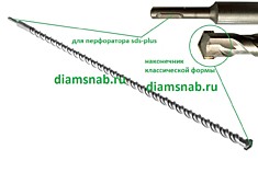 Бур 12 х 1200 мм по бетону для перфоратора SDS-Plus самый длинный