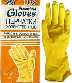 Особопрочные хозяйственные перчатки латексные с х/б напылением 1-й сорт LUX размер M