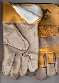 Зимние перчатки спилковые комбинированные с искусственным утеплителем
