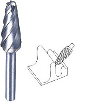 Борфреза по алюминию и пластику сфероконическая форма L ГОСТ 18946-73 шарошка сфероконическая