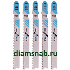 Пилки T118B для лобзика по металлу, алюминию толщиной до 6 мм (HSS, 76х50х2 мм; 5 шт) чистый рез